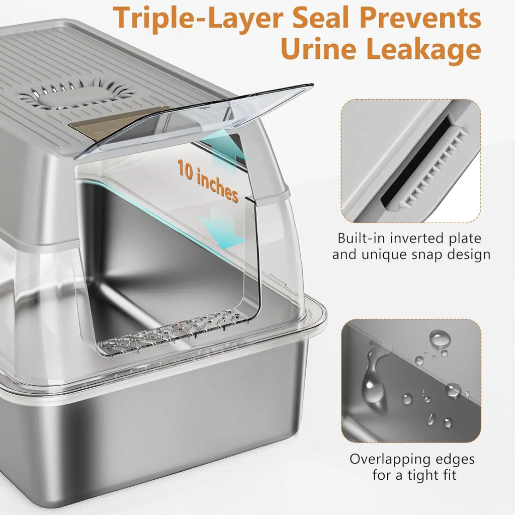 Bac à litière en inox hygiénique avec base antidérapante
