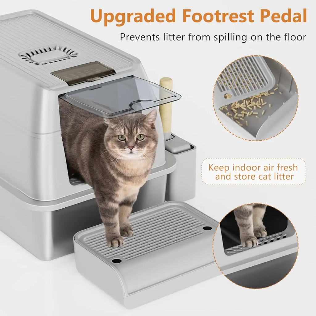 Litière en acier inoxydable durable et facile à nettoyer pour chat