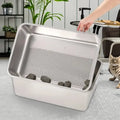 Bac à litière en inox avec tamis pour chat, anti-odeur